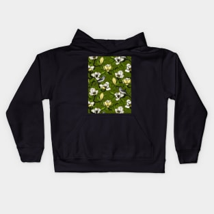 Blooming magnolia and titmouse bird 2 Kids Hoodie